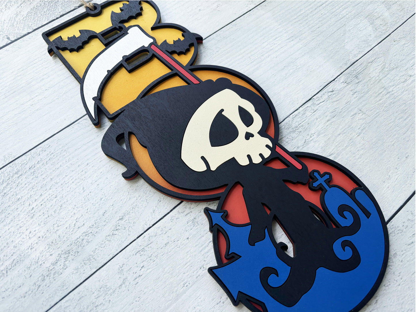 🎃 Handgjord Reaper Boo-skylt - Gör Halloween extra charmig! 👻