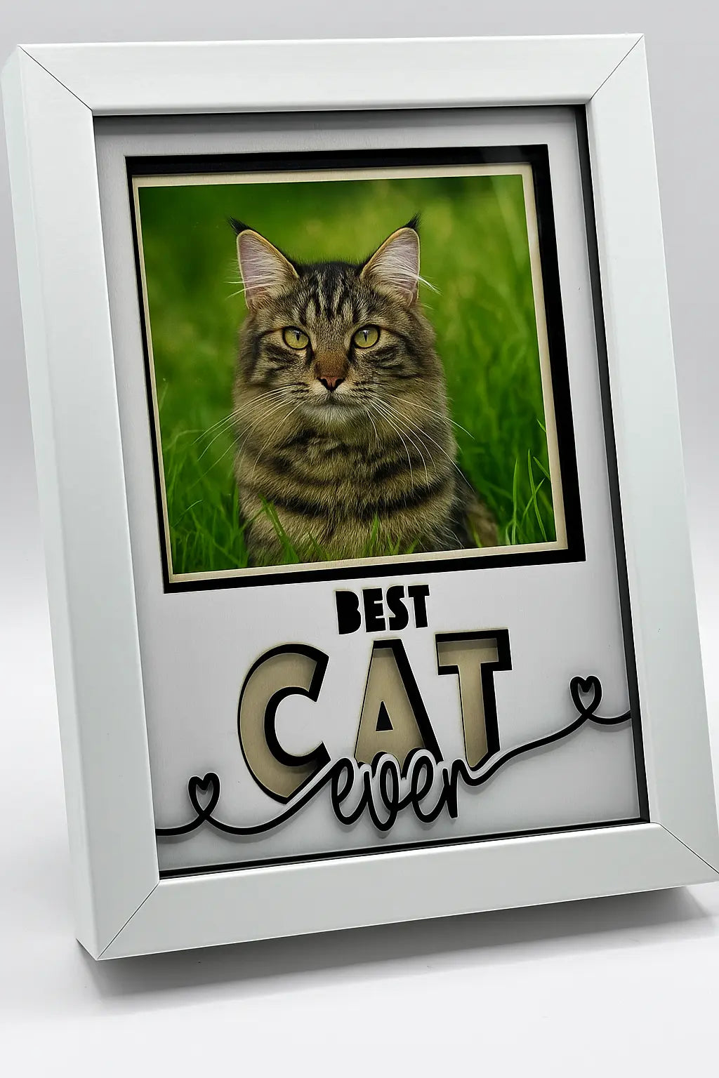 3D Fotoram Katt - Egen Bild + "Best Cat Ever" Text 3dprintguru.se