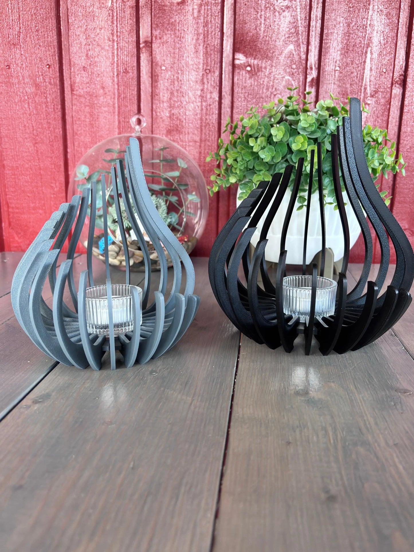 Elegant Stor Värmeljuslykta med Glaskopp - Skapar Mysig Atmosfär i Hemmet 3dprintguru.se