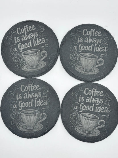 Underlägg i skiffer 4-pack – stilrena skydd för bord
